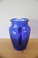 Vintage Royal Lace Cobalt Blue Glass Pitcher