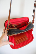 Dooney & Burke Black Pebble Grain Leather Double Zip Crossbody Purse
