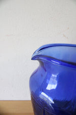 Vintage Royal Lace Cobalt Blue Glass Pitcher