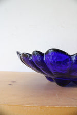 Vintage Cobalt Blue Scalloped Flower Bowl