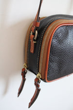 Dooney & Burke Black Pebble Grain Leather Double Zip Crossbody Purse