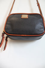 Dooney & Burke Black Pebble Grain Leather Double Zip Crossbody Purse