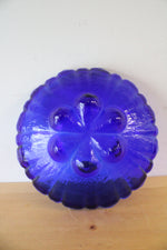 Vintage Cobalt Blue Scalloped Flower Bowl