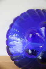 Vintage Cobalt Blue Scalloped Flower Bowl