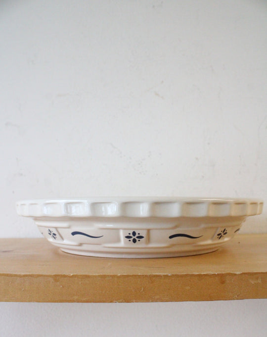Longaberger Pottery Woven Traditions Blue Pie Plate
