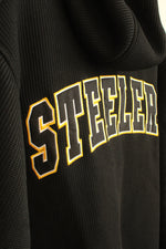 Steelers NFL Black Embroidered Yellow Fleece Lined Zip Up Jacket | L