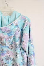 NEW PJ Place Blue & Purple Fleece Silver Snowflake Zip Up Onesie | Youth XXL (16)
