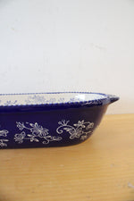 Temptations Floral Lace Blue Oval Baking Dish