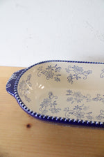 Temptations Floral Lace Blue Oval Baking Dish