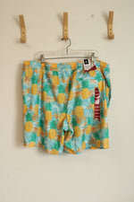 NEW Members Mark Teal Pineapple Tropical Resort Swim Trunks | XL
