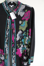 NEW J.Jill Black Floral Duster Long Cardigan | M