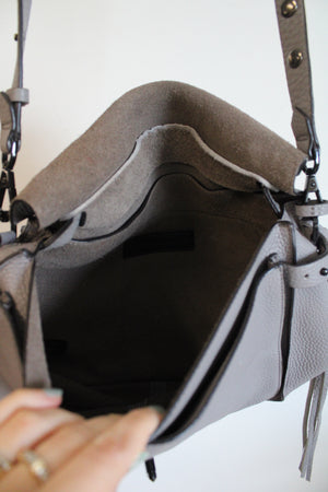 Rebecca Minkoff Gray Leather Moto Satchel Purse