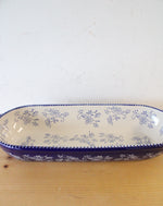 Temptations Floral Lace Blue Oval Baking Dish