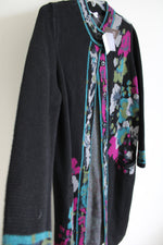 NEW J.Jill Black Floral Duster Long Cardigan | M