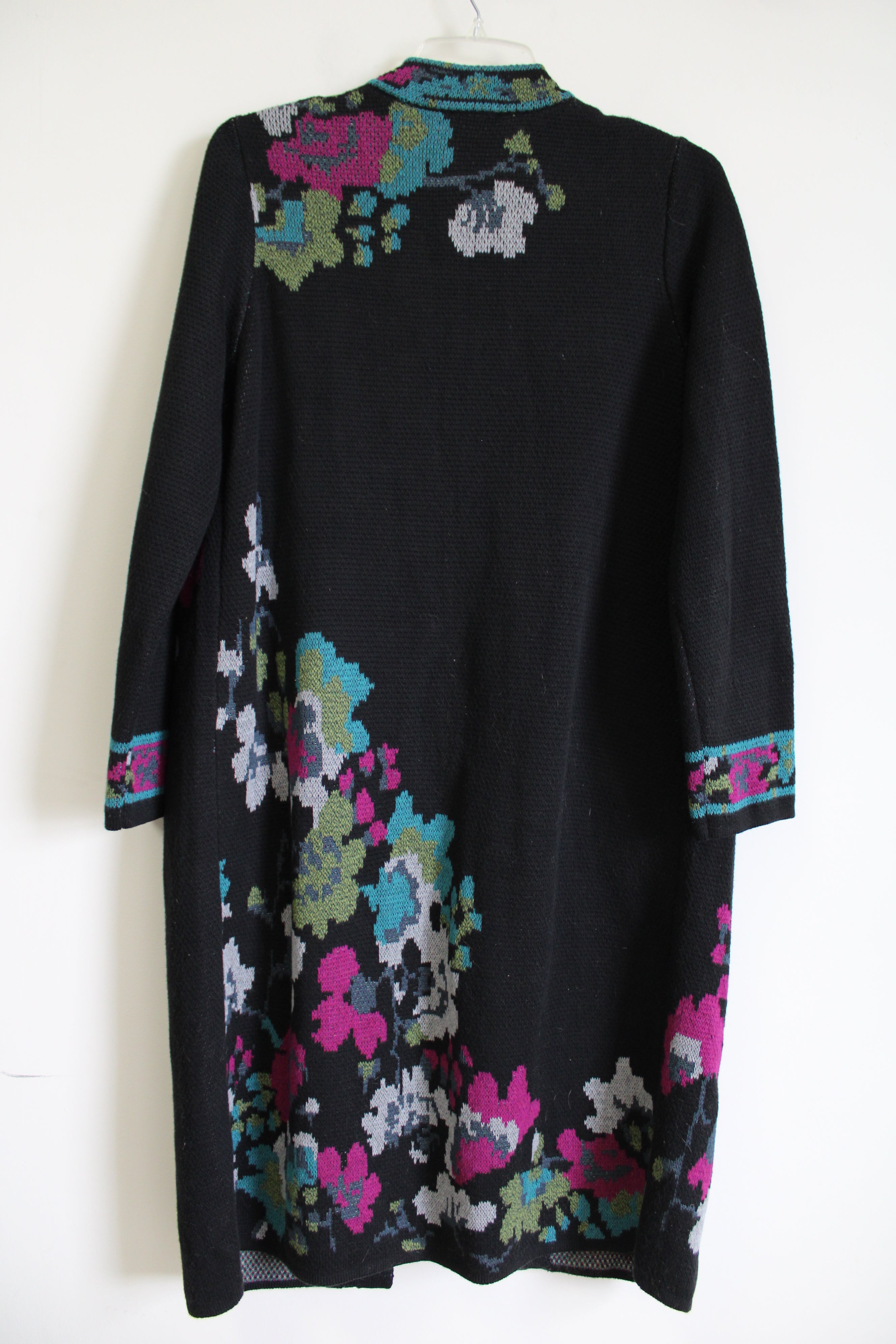 NEW J.Jill Black Floral Duster Long Cardigan | M