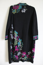 NEW J.Jill Black Floral Duster Long Cardigan | M