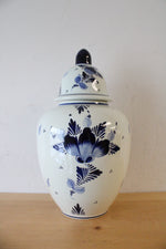 Delft Blue Hand Painted Blue & White Floral Cookie Jar