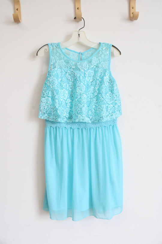 By And By Girl Blue Sequined Dress | Youth 12