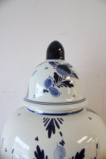 Delft Blue Hand Painted Blue & White Floral Cookie Jar