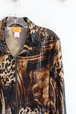 Ruby Rd. Brown Animal Print Textured Lightweight Jacket | 14