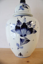 Delft Blue Hand Painted Blue & White Floral Cookie Jar