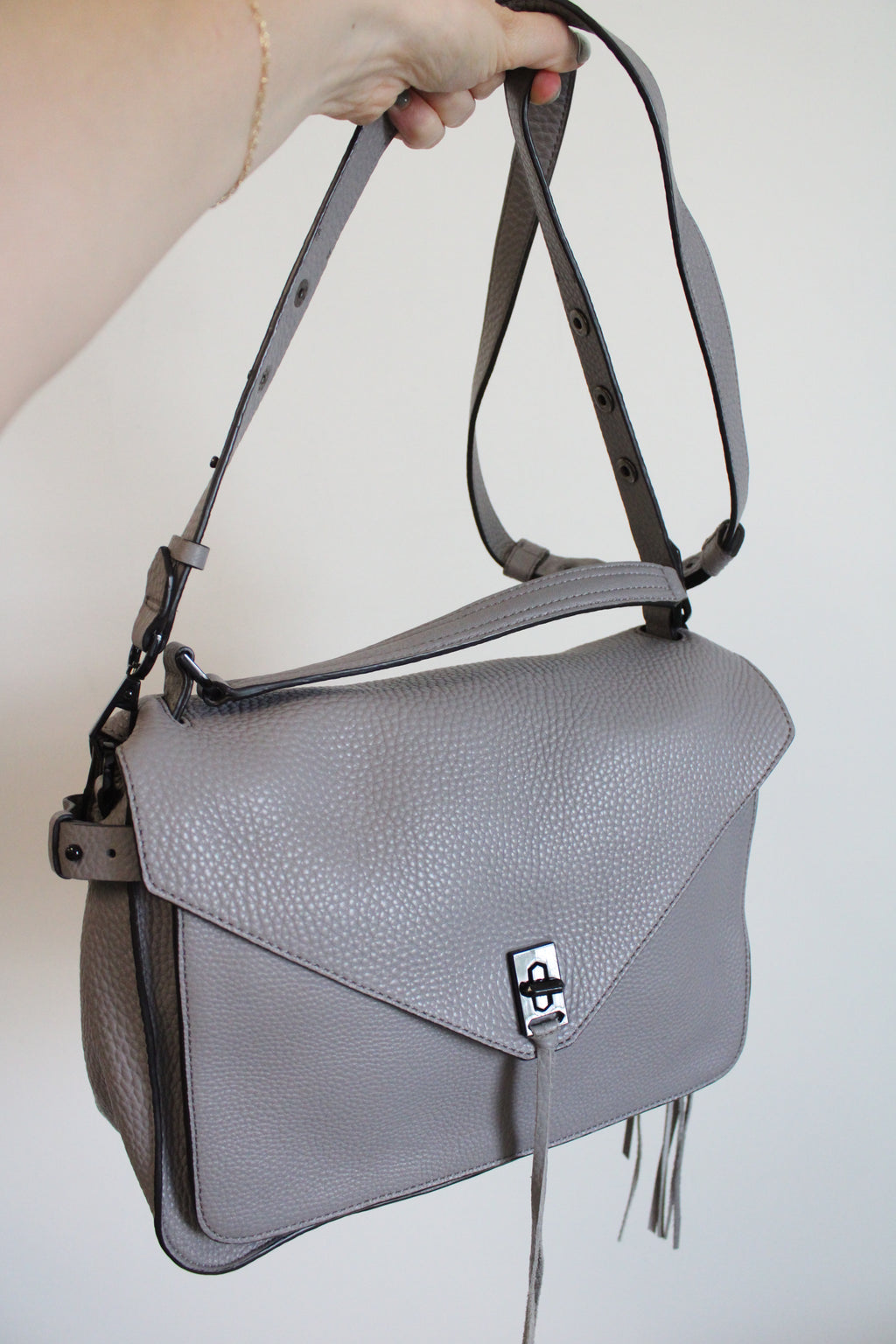 Rebecca Minkoff Gray Leather Moto Satchel Purse