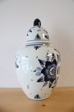 Delft Blue Hand Painted Blue & White Floral Cookie Jar