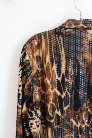 Ruby Rd. Brown Animal Print Textured Lightweight Jacket | 14