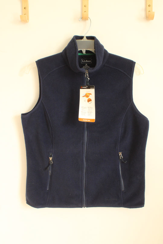NEW LL Bean Navy Blue Polar Tech Fleece Vest With Zipper | M