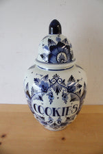 Delft Blue Hand Painted Blue & White Floral Cookie Jar