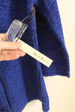 NEW Susan Bristol Royal Blue Acrylic Knit V-Neck Sweater With Button Front Closure | L