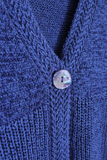 NEW Susan Bristol Royal Blue Acrylic Knit V-Neck Sweater With Button Front Closure | L