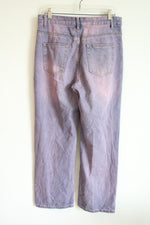 Pink Tinted Distressed Wide Leg Jean | L
