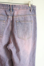 Pink Tinted Distressed Wide Leg Jean | L
