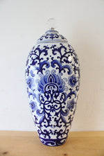 Blue & White Floral Tall Canister | 17.5"