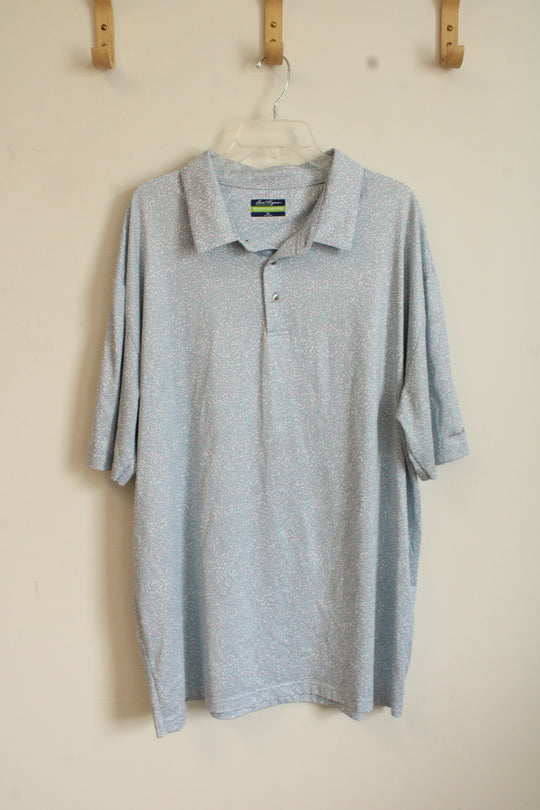 Ben Hogan Performance White Blue Micro Leaf Golf Polo Shirt | XXL