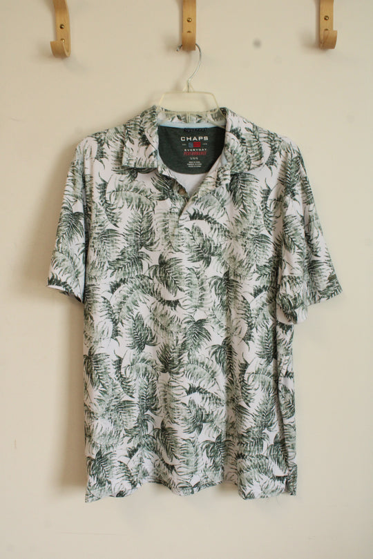 Chaps Performance Green and White Leaf Short Sleeve Polo Shirt | LG