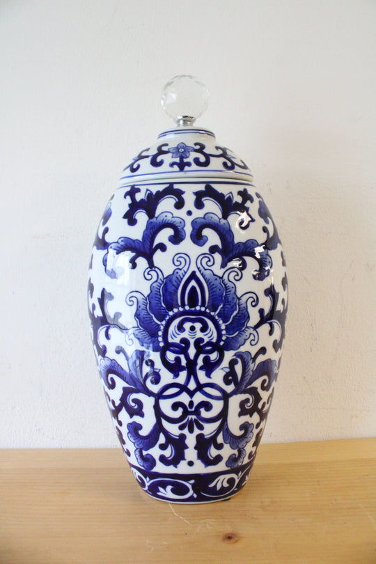 Blue & White Floral Canister | 13.5"