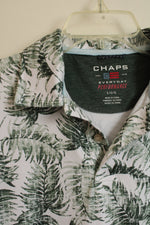 Chaps Performance Green and White Leaf Short Sleeve Polo Shirt | LG