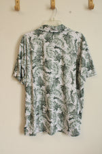 Chaps Performance Green and White Leaf Short Sleeve Polo Shirt | LG