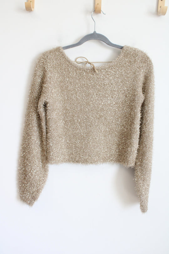 By Anthropologie Eyelash Crop Shimmer Sweater | XXS