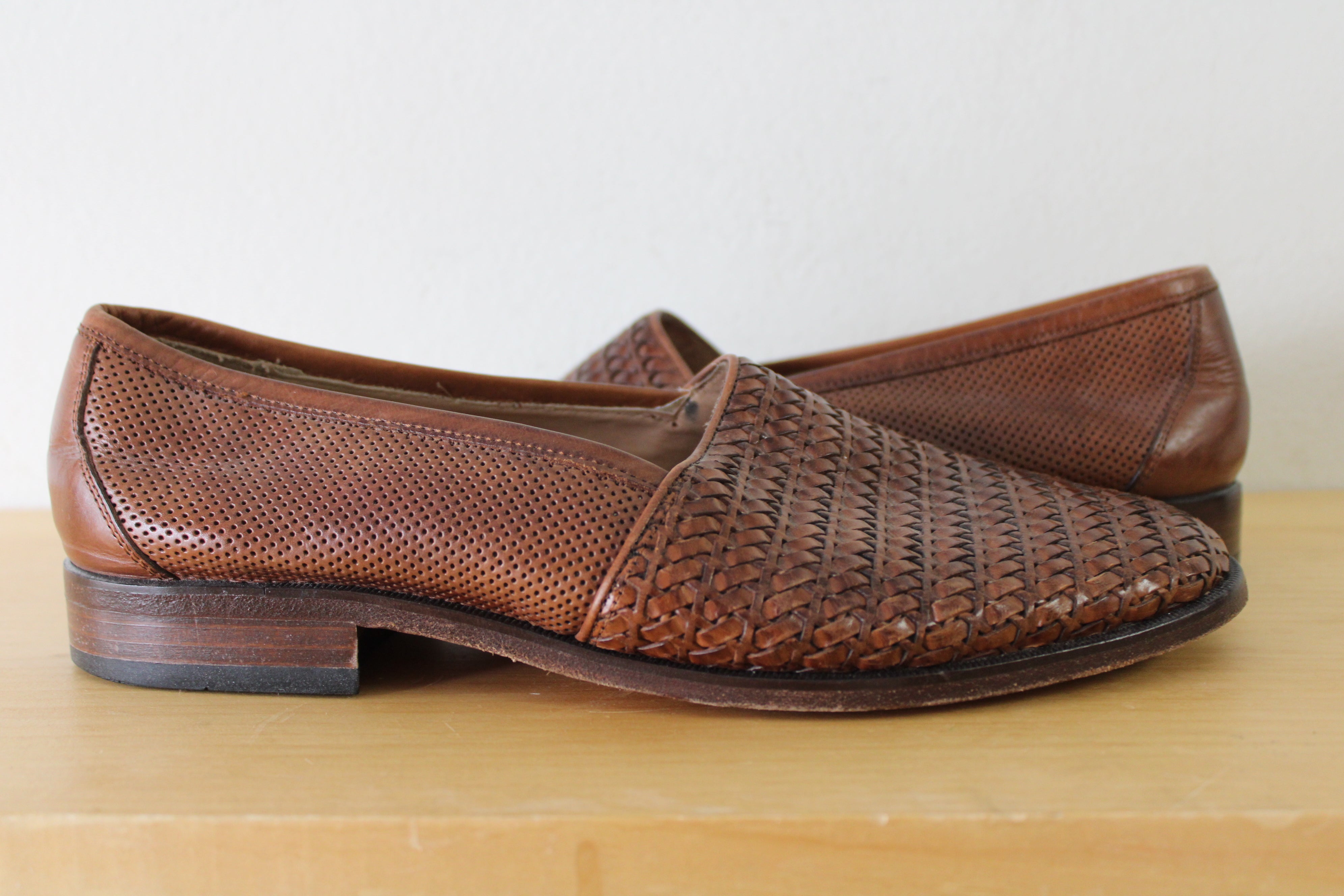 Martin Dingman Brown Woven Italian Leather Loafer | Size 8.5