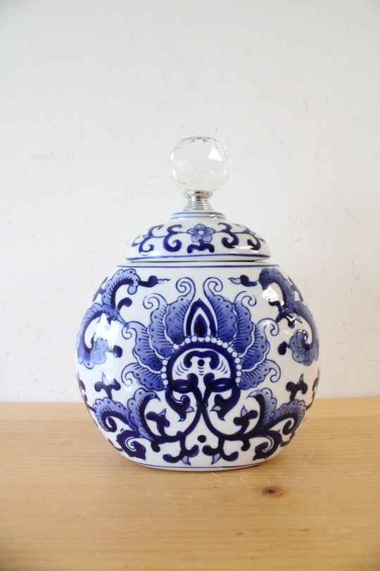 Blue & White Floral Canister | 8"