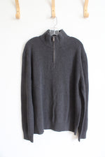 NEW H&M Regular Fit Gray Ribbed 1/4 Zip Sweater | XL