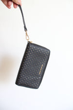 Michael Kors Black Perforated Phone Wristlet Wallet