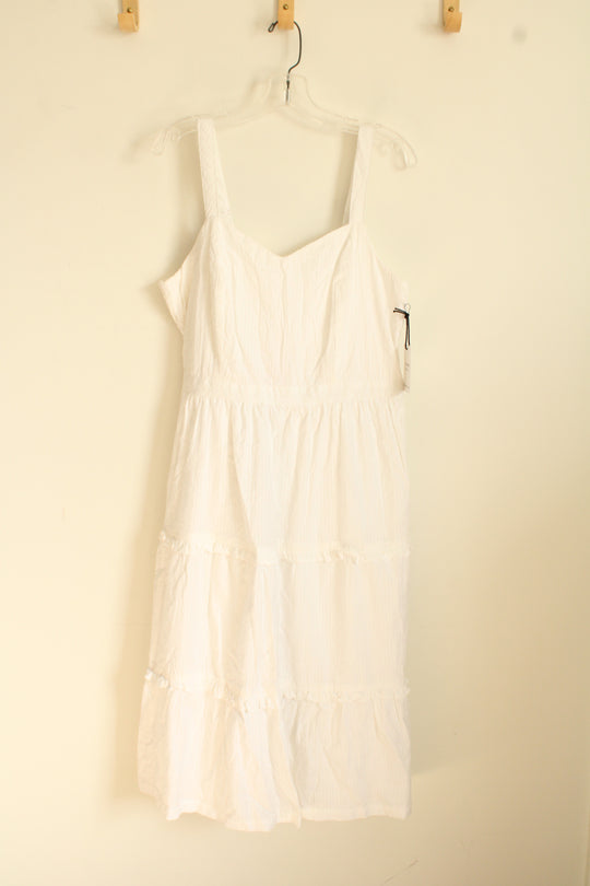 NEW Japna White Flared Ruffle Spaghetti Strap Dress | XL