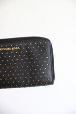 Michael Kors Black Perforated Phone Wristlet Wallet
