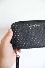 Michael Kors Black Perforated Phone Wristlet Wallet