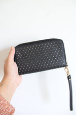 Michael Kors Black Perforated Phone Wristlet Wallet