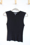 World Republic Clothing Co. Black Ribbed Knit Silk Blend Tank | L Petite